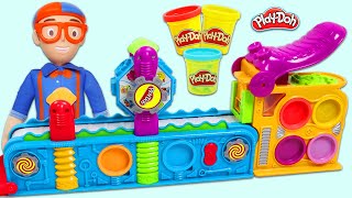 Help Blippi Learn Colors At The Play Doh Mega Fun Factory [upl. by Lehcear]