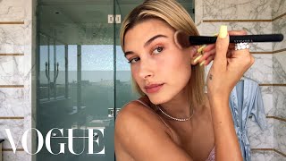 Hailey Bieber’s 5Step Guide to Faking a California Glow  Beauty Secrets  Vogue [upl. by Levey]