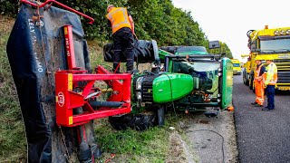 BERGING  John Deere tractor op zijn kant starten en lopen 🚜 [upl. by Salamanca]