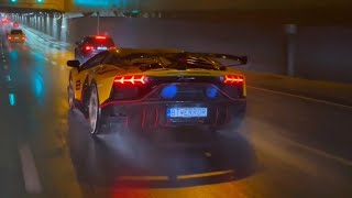 GINTANI Aventador SVJ Spitting Flames🔥🚀 Tunnel Run in Warsaw [upl. by Vaasta]