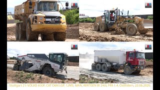 Stuttgart 21 VOLVO A30F CAT 12M3 D6N LGP WIRTGEN W 240i MAN PFA 14 Ostfildern 22062020 [upl. by Etnecniv]