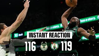 INSTANT REACTION Boston Celtics defeat Milwaukee Bucks in East showdown [upl. by Epuladaugairam]