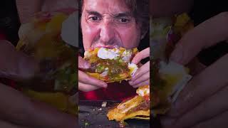 Taco Bell Breakfast Mexican Pizza   asmr mukbang no talking messy eating [upl. by Naval]