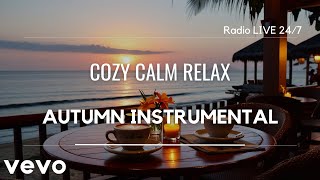 October Cozy Autumn Fall with Soft Piano Instrumental at Beach Coffee Shop to Relax Jazz [upl. by Miharba643]