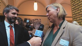 Statsbudsjettet  intervju med Jan Christian Vestre og AnneKarin Rime [upl. by Barbaraanne190]