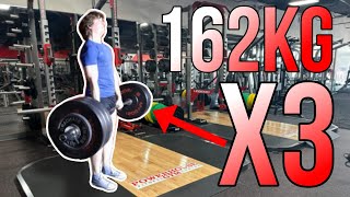 162kg357lb Deadlift X3 amp Fail 405lb soon [upl. by Azal535]