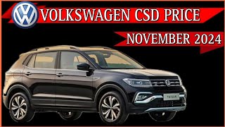 Volkswagen CSD Price November 2024  VW Taigun CSD Price 2024  VW Virtus CSD Price 2024  CSD Cars [upl. by Adena950]