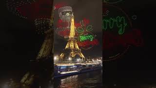 Magic drone show on the Eiffel Tower paris marrychristmas france torreeiffel [upl. by Ailima]