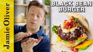 Black Bean Burger  Jamie Olivers MeatFree Meals [upl. by Pickering]