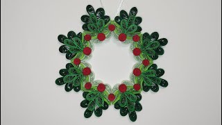 Quilling Christmas Wreath  Door decoration  Tutorial  Step by step  DIY  Paper craft [upl. by Tri]