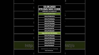 STB EMU MAC CODE DAİLY LİST 03052023 WWWTVAPPAPKCOM [upl. by Settle]