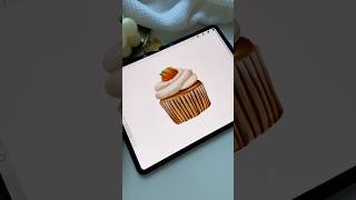 Drawing Process in Procreate  Digital Watercolor Cupcake  Tutorial shorts procreate tutorial [upl. by Atineg]