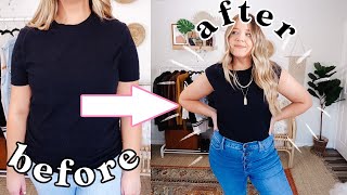 i thrift flipped the TRENDY shoulder pad tshirt  upcycle DIY [upl. by Aivart]