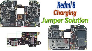 REDMI 8 CHARGING JUMPER SOLUTION  REDMI 8 CHARGING PROBLEM  Borneo Schematics [upl. by Erich]