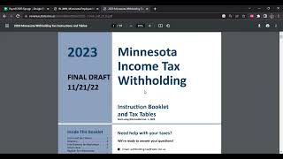 2023 Minnesota withholding formulas  Payroll in Googlesheets [upl. by Analli]