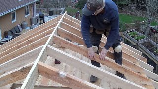 DIY Garden Shed Greenhouse Part 8 Building Roof Rafters [upl. by Haland951]