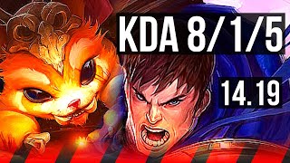 GNAR vs GAREN TOP  815 Godlike  EUW Master  1419 [upl. by Elnar]