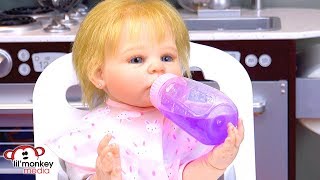 👶🏼 My Reborns Adelines Morning Routine and 1st BuildABear 🐻 [upl. by Ahtaga]