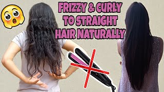 Straight Hair without heat🔥😍   No Straightener❌ no chemical 🚫  100 natural technique ✅ [upl. by Acina]