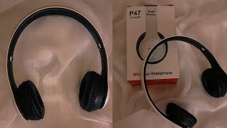 Unboxing p47 wireless headphones  aesthetic unboxing  daraz  all my life [upl. by Aryaz]