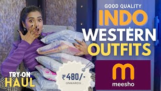 I tried INDO WESTERN outfits from MEESHO  Tryon  Honest Review  gimaashi [upl. by Anatnom]