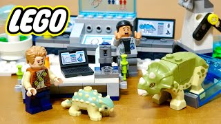 LEGO レゴ ジュラシックワールド 小さくて可愛いアンキロサウルス にトリケラトプスが入った 75939 ウー博士の研究所 恐竜の赤ちゃん脱走 を組み立て [upl. by Amrak]