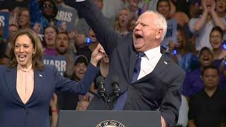 Tim Walz ends his speech during rally in Pennsylvania [upl. by Ybur752]