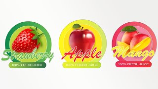 A colorful illustration of various fresh fruits in sticker style in CorelDRAW [upl. by Noach]