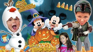 Trick or Treating in DISNEY WORLD Mickeys Not So Scary Halloween Party 2015 FV Family Trip [upl. by Worsham275]