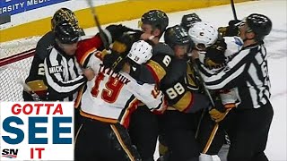 GOTTA SEE IT Tkachuk amp Fleury Cause Huge DustUp That Nearly Starts Goalie Fight [upl. by Kayne]