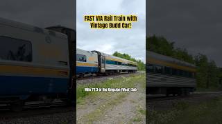 West of Cornwall ON FAST Train With F40PH2 LRC cars amp Vintage Budd Car viarail railways trains [upl. by Ainavi]