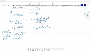 Calculate the wavelength frequency and wavenumber of a light wave whose period is 20 × 10–10 s [upl. by Ellata]