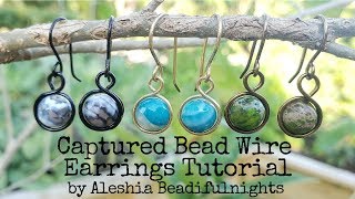 Captured Bead Wire Earrings Tutorial [upl. by Ellennej]