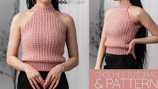 How to Crochet Mock Neck Top  Pattern amp Tutorial DIY [upl. by Nikos735]