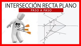 💪⚔ INTERSECCIÓN entre RECTA y PLANO en DIÉDRICO 😎 Ejercicios resueltos [upl. by Clancy993]