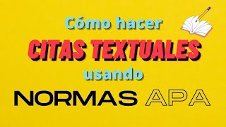 👉CÓMO HACER una CITA TEXTUAL de MENOS de 40 palabras con NORMAS APA 7ma Edición 2022  Ejemplos [upl. by Marlow]