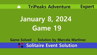 TriPeaks Adventure Game 19  January 8 2024 Event  Expert [upl. by Kado]