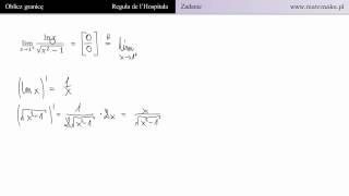 Reguła de lHospitala  zadanie 2 [upl. by Ymerrej21]
