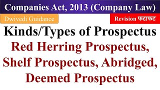 Types of Prospectus Red Herring Prospectus Shelf Prospectus Abridged Deemed Prospectus bcom [upl. by Joletta]