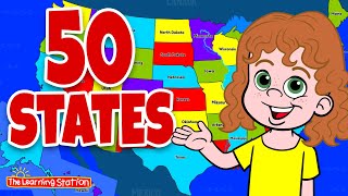 50 States ♫ Rhyming and In Alphabetical Order ♫ Childrens Song by The Learning Station [upl. by Mulligan215]