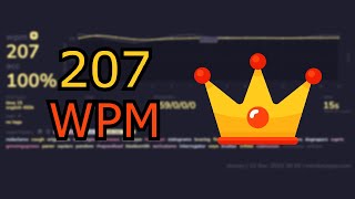 MONKEYTYPE  207 WPM ENGLISH 450K 15s WORLD RECORD [upl. by Ettenajna333]