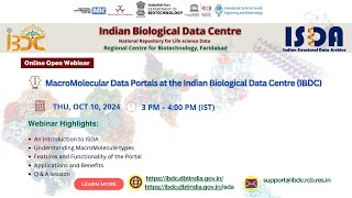 Open Webinar 4 MacroMolecular Data Portals at the Indian Biological Data Centre IBDC [upl. by Arondel85]