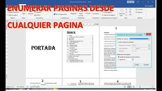 Numerar páginas en Word desde cualquier pagina [upl. by Backler570]