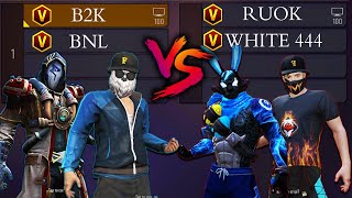 WHITE 444 RUOK FF VS B2K BNL  ONE TAP KINGS VS AWM LEGENDS [upl. by Namreg853]