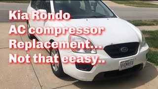 KIa Rondo AC Compressor Replacement  Now I understand why they do bypass belt when this fails [upl. by Akcira]