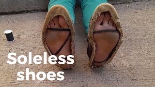 Barefoot Incognito  How to repurpose old footwear  Making soleless shoes  Homemade DIY [upl. by Nagiam]