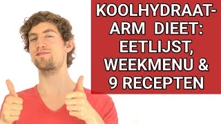 Koolhydraatarm Dieet Info Eetlijst Weekmenu amp 9 Recepten [upl. by Taggart]