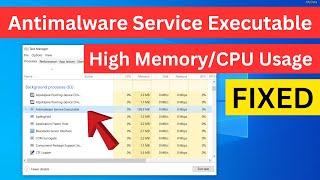 How To Fix Antimalware Service Executable High Memory  CPU Usage Problem Windows 10  Quick Way [upl. by Alaj]