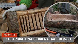 Come costruire una fioriera stile Trentino da un tronco  toeletta antica e bidone ASMR Ep 43 [upl. by Thorley858]