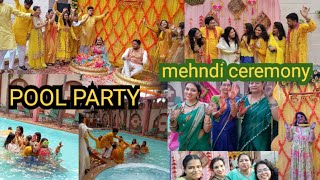 Haldi Highlight Pool Party amp Mehandi ceremony event couple haldi  pool party  Indian wedding [upl. by Iyre111]